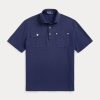 Marineblaue Poloshirts mit klassischer Passform und Netztasche für Herren von Ralph Lauren