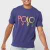Marineblaue Poloshirts mit Rundhalsausschnitt und Logo für Herren von Ralph Lauren Marineblaue Poloshirts mit Rundhalsausschnitt und Logo für Herren von Ralph Lauren