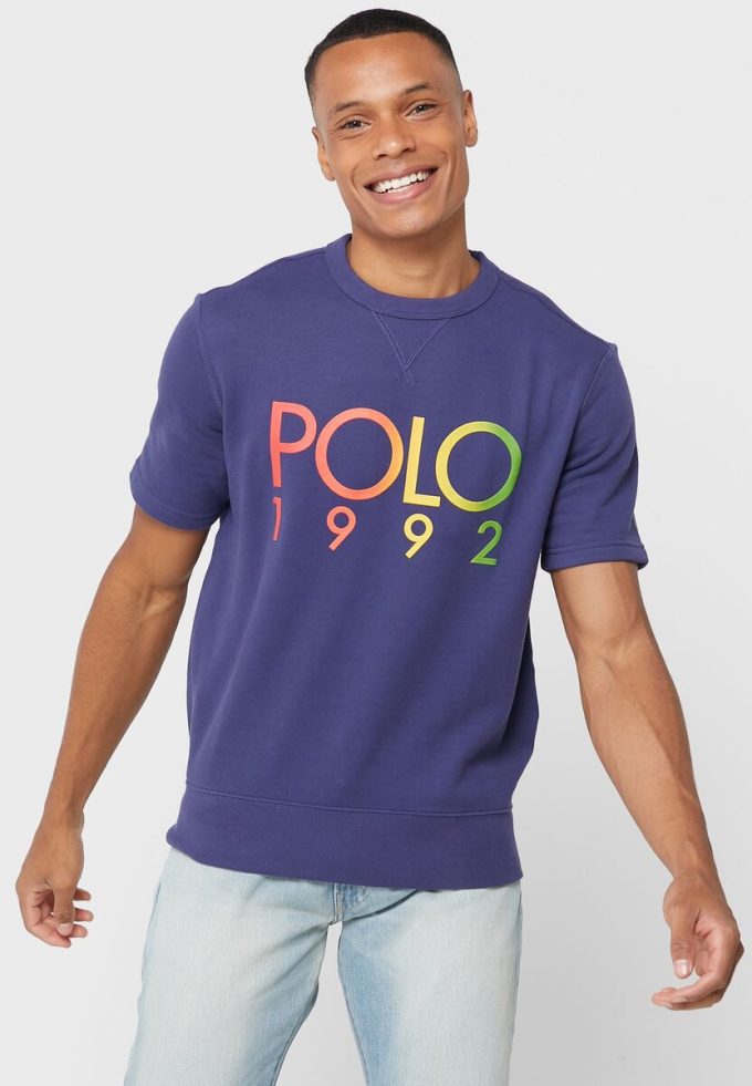 Marineblaue Poloshirts mit Rundhalsausschnitt und Logo für Herren von Ralph Lauren Marineblaue Poloshirts mit Rundhalsausschnitt und Logo für Herren von Ralph Lauren