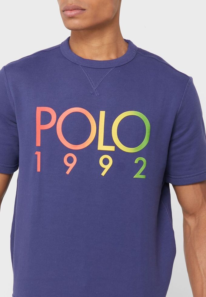 Marineblaue Poloshirts mit Rundhalsausschnitt und Logo für Herren von Ralph Lauren Marineblaue Poloshirts mit Rundhalsausschnitt und Logo für Herren von Ralph Lauren