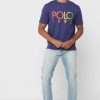 Marineblaue Poloshirts mit Rundhalsausschnitt und Logo für Herren von Ralph Lauren Marineblaue Poloshirts mit Rundhalsausschnitt und Logo für Herren von Ralph Lauren