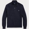 Marineblaue Pullover mit Viertelreißverschluss aus strukturierter Baumwolle von Ralph Lauren für Herren Marineblaue Pullover mit Viertelreißverschluss aus strukturierter Baumwolle von Ralph Lauren für Herren