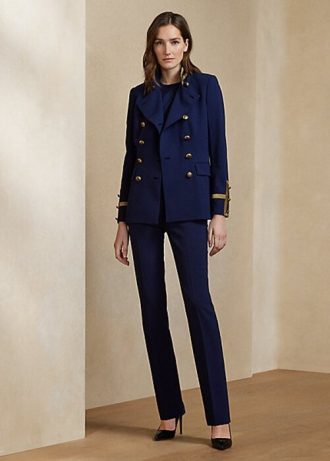 Marineblaue Ralph Lauren Alandra Stretch-Wollhose für Damen Marineblaue Ralph Lauren Alandra Stretch-Wollhose für Damen