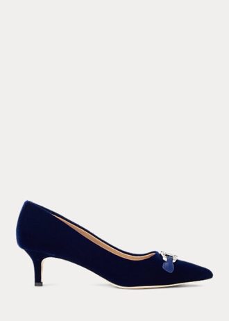 Marineblaue Ralph Lauren Amory Samt-Pumps für Damen