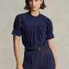 Marineblaue Ralph Lauren Baumwolloberteile mit Ösenstickerei für Damen Marineblaue Ralph Lauren Baumwolloberteile mit Ösenstickerei für Damen
