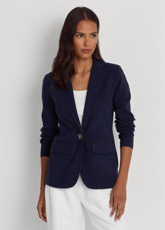 Marineblaue Ralph Lauren Blazer aus Baumwollmischung für Damen
