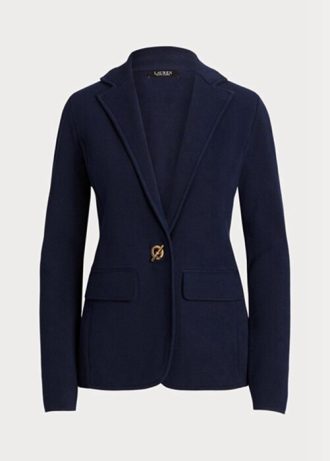 Marineblaue Ralph Lauren Blazer aus Baumwollmischung für Damen