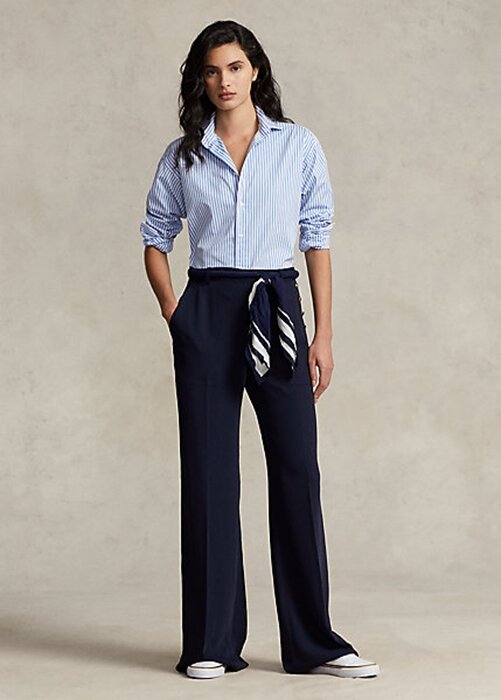 Marineblaue Ralph Lauren Cady-Hose mit weitem Bein für Damen Marineblaue Ralph Lauren Cady-Hose mit weitem Bein für Damen