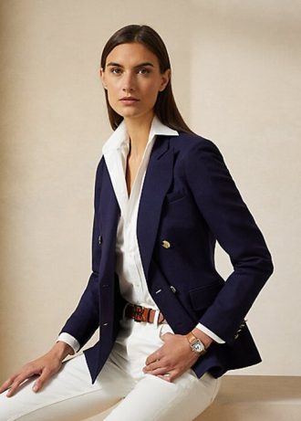 Marineblaue Ralph Lauren Camden Wollkreppjacken für Damen Marineblaue Ralph Lauren Camden Wollkreppjacken für Damen