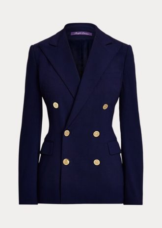 Marineblaue Ralph Lauren Camden Wollkreppjacken für Damen Marineblaue Ralph Lauren Camden Wollkreppjacken für Damen