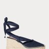 Marineblaue Ralph Lauren Canvas-Espadrilles mit Keilabsatz für Damen Marineblaue Ralph Lauren Canvas-Espadrilles mit Keilabsatz für Damen