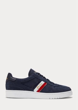 Marineblaue Ralph Lauren Court Wildleder-Sneakers mit niedrigem Schaft für Herren