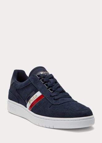 Marineblaue Ralph Lauren Court Wildleder-Sneakers mit niedrigem Schaft für Herren