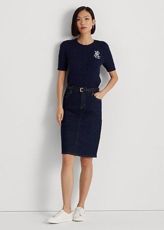 Marineblaue Ralph Lauren Denim-Röcke für Damen