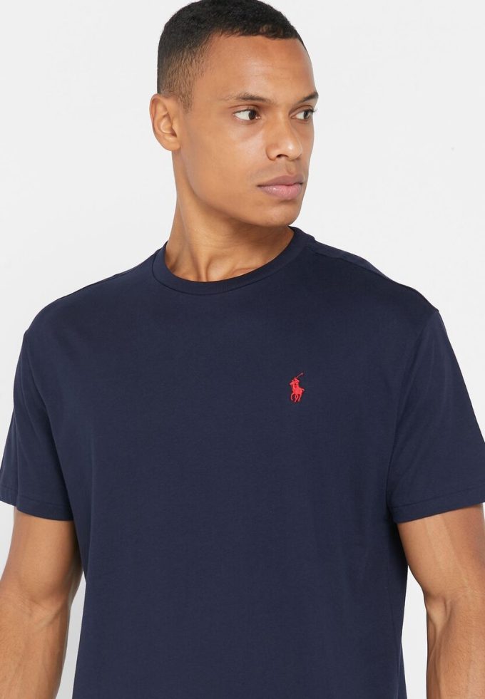 Marineblaue Ralph Lauren Essential T-Shirts mit Rundhalsausschnitt für Herren Marineblaue Ralph Lauren Essential T-Shirts mit Rundhalsausschnitt für Herren