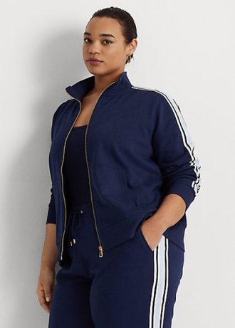 Marineblaue Ralph Lauren French Terry-Jacken mit durchgehendem Reißverschluss für Damen Marineblaue Ralph Lauren French Terry-Jacken mit durchgehendem Reißverschluss für Damen