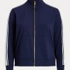 Marineblaue Ralph Lauren French Terry-Jacken mit durchgehendem Reißverschluss für Damen Marineblaue Ralph Lauren French Terry-Jacken mit durchgehendem Reißverschluss für Damen