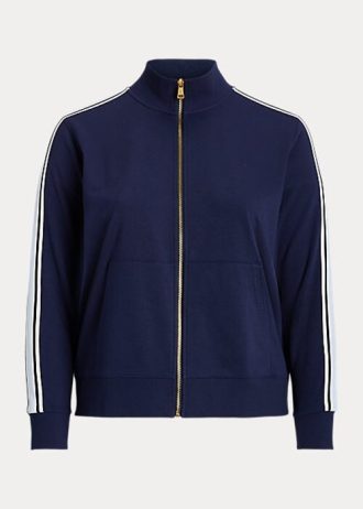 Marineblaue Ralph Lauren French Terry-Jacken mit durchgehendem Reißverschluss für Damen Marineblaue Ralph Lauren French Terry-Jacken mit durchgehendem Reißverschluss für Damen