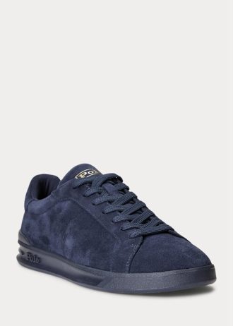 Marineblaue Ralph Lauren Heritage Court II Wildleder-Sneaker für Herren
