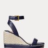 Marineblaue Ralph Lauren Hilarie-Espadrilles aus Leder für Damen Marineblaue Ralph Lauren Hilarie-Espadrilles aus Leder für Damen