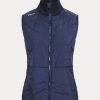 Marineblaue Ralph Lauren Hybrid-Weste mit durchgehendem Reißverschluss und gesteppter Vorderseite für Damen Marineblaue Ralph Lauren Hybrid-Weste mit durchgehendem Reißverschluss und gesteppter Vorderseite für Damen