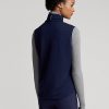 Marineblaue Ralph Lauren Hybrid-Weste mit durchgehendem Reißverschluss und gesteppter Vorderseite für Damen Marineblaue Ralph Lauren Hybrid-Weste mit durchgehendem Reißverschluss und gesteppter Vorderseite für Damen