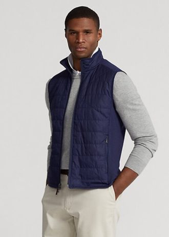 Marineblaue Ralph Lauren Hybrid-Weste mit Stehkragen für Herren