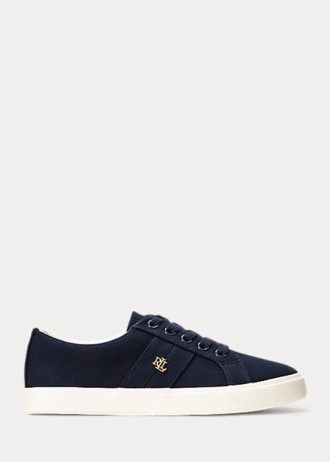 Marineblaue Ralph Lauren Janson II Canvas-Sneaker für Damen Marineblaue Ralph Lauren Janson II Canvas-Sneaker für Damen