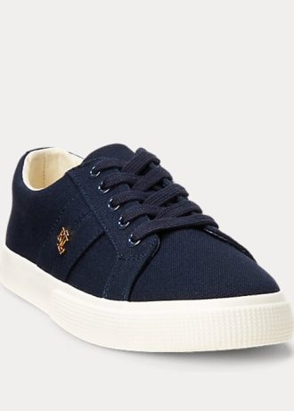 Marineblaue Ralph Lauren Janson II Canvas-Sneaker für Damen Marineblaue Ralph Lauren Janson II Canvas-Sneaker für Damen