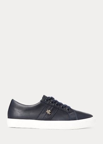 Marineblaue Ralph Lauren Janson II Sneakers aus Nappaleder für Damen Marineblaue Ralph Lauren Janson II Sneakers aus Nappaleder für Damen