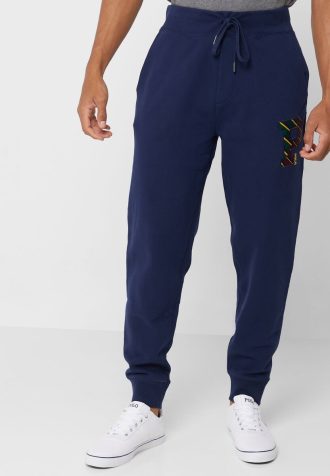 Marineblaue Ralph Lauren Jogginghose mit Kordelzug und Bündchen für Herren