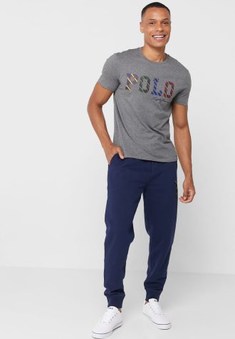 Marineblaue Ralph Lauren Jogginghose mit Kordelzug und Bündchen für Herren