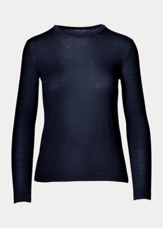 Marineblaue Ralph Lauren Kaschmirpullover mit Rundhalsausschnitt für Damen