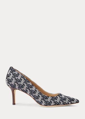 Marineblaue Ralph Lauren Lanette Monogramm-Jacquard-Pumps für Damen