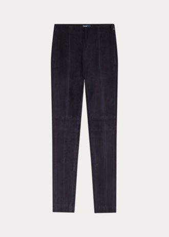 Marineblaue Ralph Lauren Leggings aus Lammfell-Wildleder für Damen