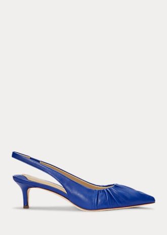 Marineblaue Ralph Lauren Lolah Slingback-Pumps aus Nappaleder für Damen