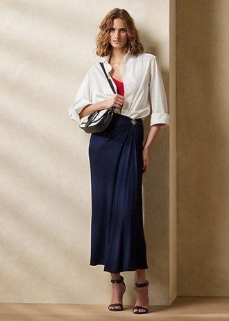 Marineblaue Ralph Lauren Margarethe Jerseyröcke für Damen