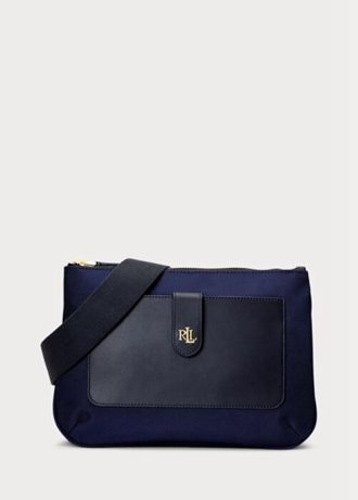 Marineblaue Ralph Lauren Oxford Medium Jamey Umhängetaschen für Damen