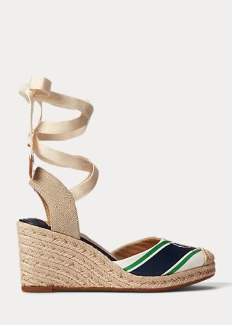 Marineblaue Ralph Lauren Paislee Canvas-Espadrilles für Damen