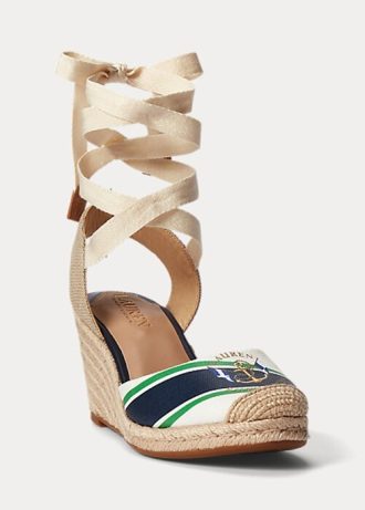 Marineblaue Ralph Lauren Paislee Canvas-Espadrilles für Damen