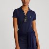 Marineblaue Ralph Lauren Performance-Poloshirts im Tailored Fit für Damen Marineblaue Ralph Lauren Performance-Poloshirts im Tailored Fit für Damen