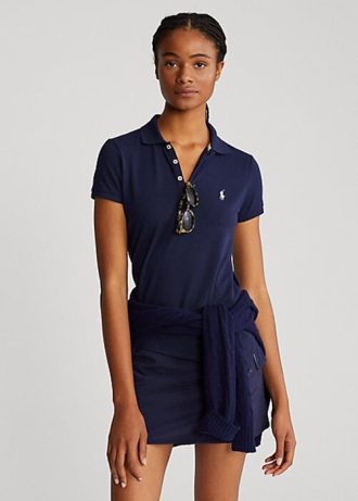 Marineblaue Ralph Lauren Performance-Poloshirts im Tailored Fit für Damen Marineblaue Ralph Lauren Performance-Poloshirts im Tailored Fit für Damen
