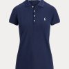 Marineblaue Ralph Lauren Performance-Poloshirts im Tailored Fit für Damen Marineblaue Ralph Lauren Performance-Poloshirts im Tailored Fit für Damen