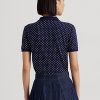 Marineblaue Ralph Lauren Polka-Dot Piqué-Poloshirts für Damen Marineblaue Ralph Lauren Polka-Dot Piqué-Poloshirts für Damen