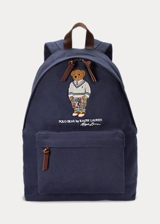 Marineblaue Ralph Lauren Polo Bear Canvas-Rucksäcke für Herren