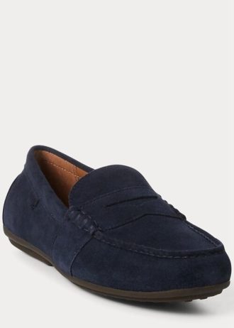 Marineblaue Ralph Lauren Reynold Wildleder-Fahrer-Freizeitschuhe für Herren