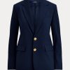 Marineblaue Ralph Lauren Stretch-Blazer mit zwei Knöpfen für Damen Marineblaue Ralph Lauren Stretch-Blazer mit zwei Knöpfen für Damen