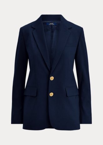 Marineblaue Ralph Lauren Stretch-Blazer mit zwei Knöpfen für Damen