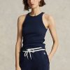 Marineblaue Ralph Lauren Tanktops aus gerippter Baumwolle für Damen Marineblaue Ralph Lauren Tanktops aus gerippter Baumwolle für Damen