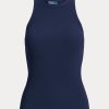 Marineblaue Ralph Lauren Tanktops aus gerippter Baumwolle für Damen Marineblaue Ralph Lauren Tanktops aus gerippter Baumwolle für Damen